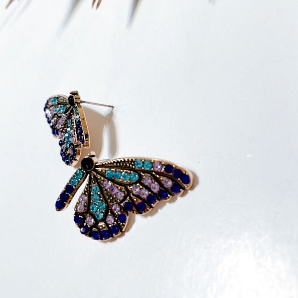 Diamond butterfly earrings N390 - Picture 2 of 3